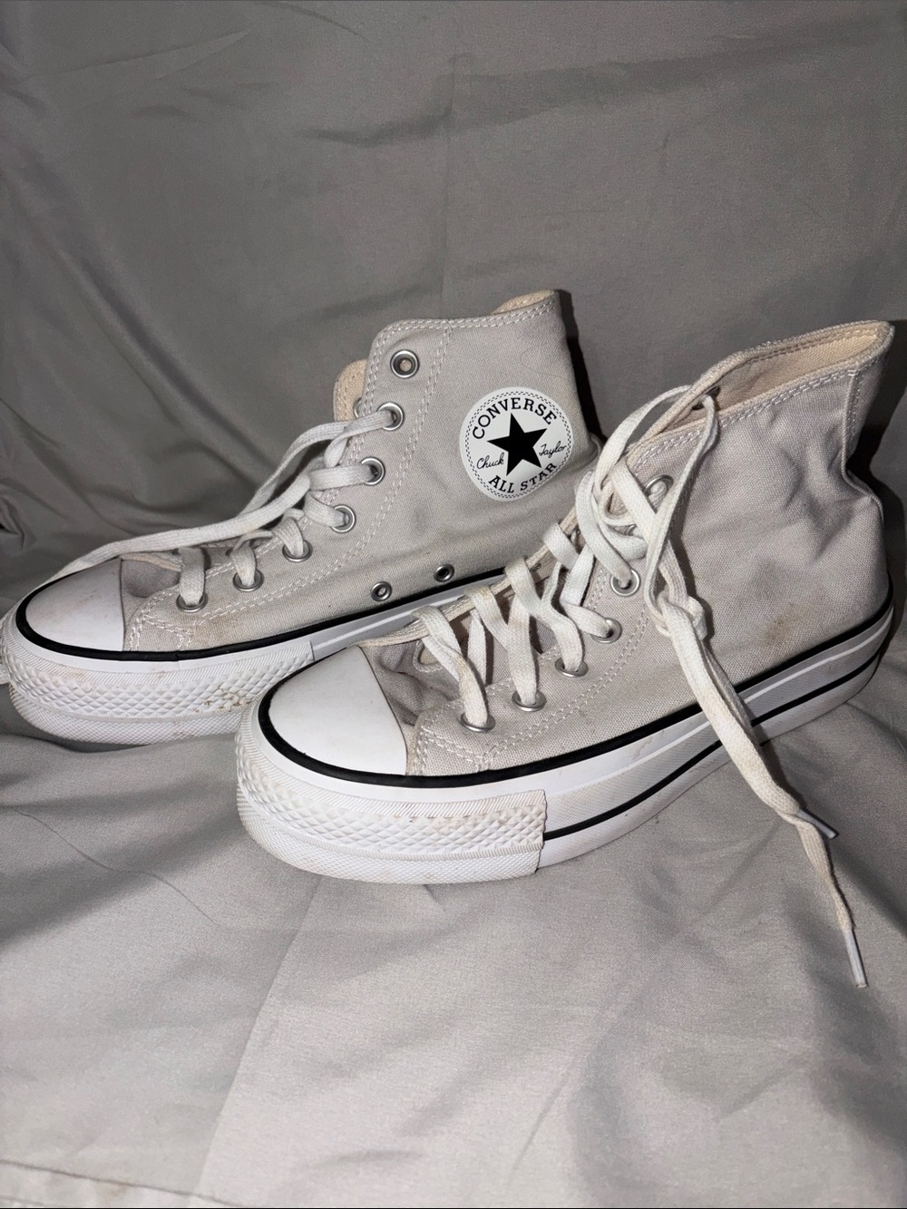 Converse High Top Sneakers - Light Gray and White